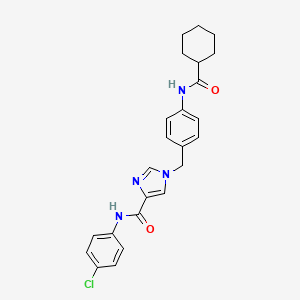 molecular formula C24H25ClN4O2 B2640777 N-(4-chlorophenyl)-1-(4-(cyclohexanecarboxamido)benzyl)-1H-imidazole-4-carboxamide CAS No. 1251612-52-8