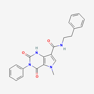 molecular formula C22H20N4O3 B2640779 5-甲基-2,4-二氧代-N-苯乙基-3-苯基-2,3,4,5-四氢-1H-吡咯并[3,2-d]嘧啶-7-甲酰胺 CAS No. 921508-59-0