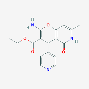 ethyl 2-amino-7-methyl-5-oxo-4-(pyridin-4-yl)-5,6-dihydro-4H-pyrano[3,2-c]pyridine-3-carboxylate