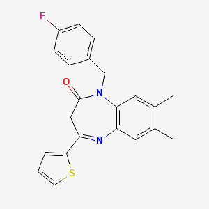 molecular formula C22H19FN2OS B2640786 1-(4-fluorobenzyl)-7,8-dimethyl-4-(2-thienyl)-1,3-dihydro-2H-1,5-benzodiazepin-2-one CAS No. 1251611-43-4