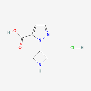 molecular formula C7H10ClN3O2 B2640787 1-(氮杂环丁-3-基)-1H-吡唑-5-羧酸盐酸盐 CAS No. 2225136-60-5
