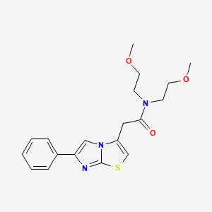 molecular formula C19H23N3O3S B2640788 N,N-双（2-甲氧基乙基）-2-(6-苯基咪唑并[2,1-b]噻唑-3-基）乙酰胺 CAS No. 897458-49-0