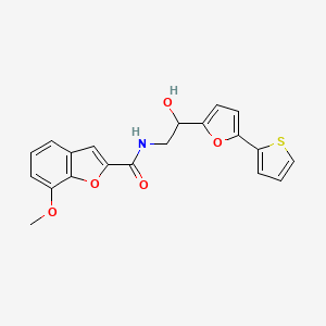 N-[2-Hydroxy-2-(5-thiophen-2-ylfuran-2-yl)ethyl]-7-methoxy-1-benzofuran-2-carboxamide