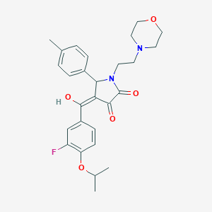 molecular formula C27H31FN2O5 B264080 4-(3-fluoro-4-isopropoxybenzoyl)-3-hydroxy-5-(4-methylphenyl)-1-[2-(4-morpholinyl)ethyl]-1,5-dihydro-2H-pyrrol-2-one 