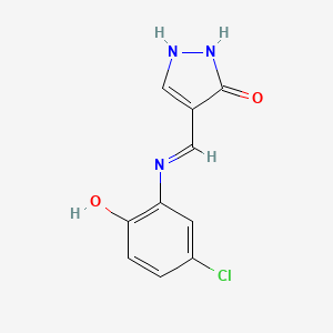 molecular formula C10H8ClN3O2 B2640801 4-[(5-chloro-2-hydroxyanilino)methylene]-2,4-dihydro-3H-pyrazol-3-one CAS No. 339020-79-0