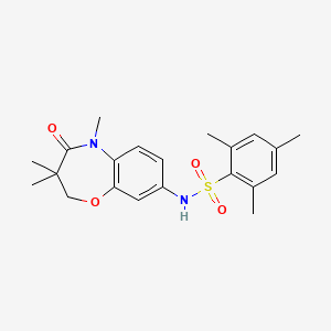 molecular formula C21H26N2O4S B2640802 2,4,6-trimethyl-N-(3,3,5-trimethyl-4-oxo-2,3,4,5-tetrahydrobenzo[b][1,4]oxazepin-8-yl)benzenesulfonamide CAS No. 922040-92-4