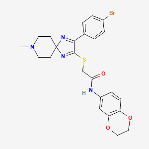 2-((3-(4-bromophenyl)-8-methyl-1,4,8-triazaspiro[4.5]deca-1,3-dien-2-yl)thio)-N-(2,3-dihydrobenzo[b][1,4]dioxin-6-yl)acetamide