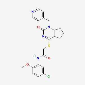 molecular formula C22H21ClN4O3S B2640810 N-(5-chloro-2-methoxyphenyl)-2-((2-oxo-1-(pyridin-4-ylmethyl)-2,5,6,7-tetrahydro-1H-cyclopenta[d]pyrimidin-4-yl)thio)acetamide CAS No. 899986-99-3