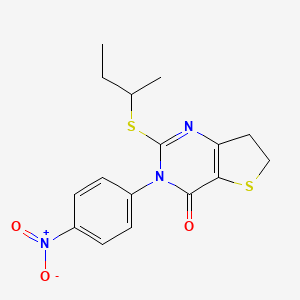 molecular formula C16H17N3O3S2 B2640819 2-丁烷-2-基硫烷基-3-(4-硝基苯基)-6,7-二氢噻吩并[3,2-d]嘧啶-4-酮 CAS No. 850915-99-0