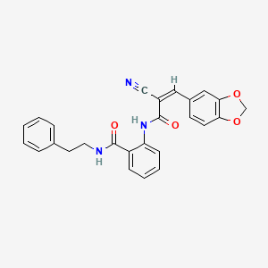 molecular formula C26H21N3O4 B2640826 2-[[(Z)-3-(1,3-Benzodioxol-5-yl)-2-cyanoprop-2-enoyl]amino]-N-(2-phenylethyl)benzamide CAS No. 565164-45-6