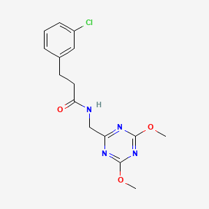molecular formula C15H17ClN4O3 B2640839 3-(3-氯苯基)-N-((4,6-二甲氧基-1,3,5-三嗪-2-基)甲基)丙酰胺 CAS No. 2034411-64-6