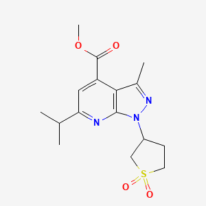 molecular formula C16H21N3O4S B2640840 methyl 1-(1,1-dioxidotetrahydrothiophen-3-yl)-6-isopropyl-3-methyl-1H-pyrazolo[3,4-b]pyridine-4-carboxylate CAS No. 1040638-20-7