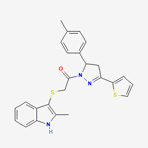 2-((2-methyl-1H-indol-3-yl)thio)-1-(3-(thiophen-2-yl)-5-(p-tolyl)-4,5-dihydro-1H-pyrazol-1-yl)ethanone