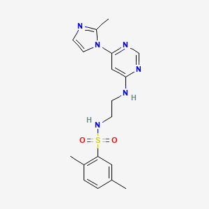 molecular formula C18H22N6O2S B2640850 2,5-dimethyl-N-(2-((6-(2-methyl-1H-imidazol-1-yl)pyrimidin-4-yl)amino)ethyl)benzenesulfonamide CAS No. 1170450-82-4