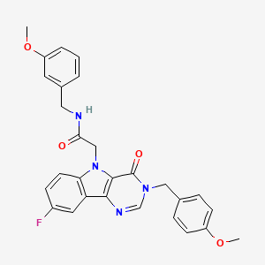 molecular formula C28H25FN4O4 B2640851 2-(8-fluoro-3-(4-methoxybenzyl)-4-oxo-3H-pyrimido[5,4-b]indol-5(4H)-yl)-N-(3-methoxybenzyl)acetamide CAS No. 1189723-82-7