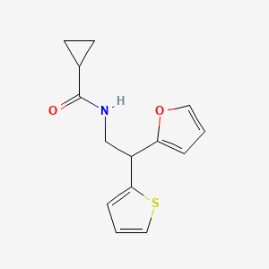 molecular formula C14H15NO2S B2640852 N-[2-(呋喃-2-基)-2-(噻吩-2-基)乙基]环丙烷甲酰胺 CAS No. 2097883-12-8
