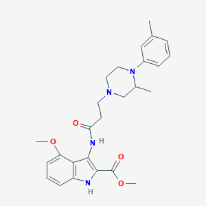 molecular formula C26H32N4O4 B264086 methyl 4-methoxy-3-({3-[3-methyl-4-(3-methylphenyl)-1-piperazinyl]propanoyl}amino)-1H-indole-2-carboxylate 