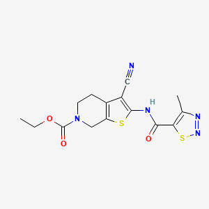ethyl 3-cyano-2-(4-methyl-1,2,3-thiadiazole-5-carboxamido)-4,5-dihydrothieno[2,3-c]pyridine-6(7H)-carboxylate