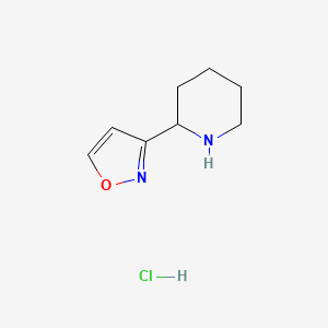 molecular formula C8H13ClN2O B2640872 3-哌啶-2-基-1,2-恶唑;盐酸盐 CAS No. 2411287-32-4