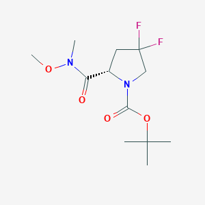 molecular formula C12H20F2N2O4 B2640874 tert-Butyl (2S)-4,4-difluoro-2-[methoxy(methyl)carbamoyl]pyrrolidine-1-carboxylate CAS No. 851029-02-2