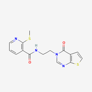 molecular formula C15H14N4O2S2 B2640875 2-(甲硫基)-N-(2-(4-氧代噻吩并[2,3-d]嘧啶-3(4H)-基)乙基)烟酰胺 CAS No. 2034458-83-6