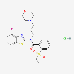molecular formula C23H27ClFN3O4S2 B2640877 2-(ethylsulfonyl)-N-(4-fluorobenzo[d]thiazol-2-yl)-N-(3-morpholinopropyl)benzamide hydrochloride CAS No. 1216950-41-2