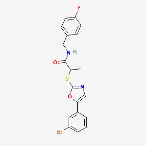 2-((5-(3-bromophenyl)oxazol-2-yl)thio)-N-(4-fluorobenzyl)propanamide