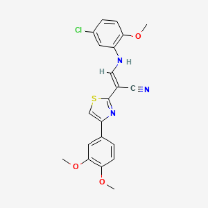 (E)-3-((5-chloro-2-methoxyphenyl)amino)-2-(4-(3,4-dimethoxyphenyl)thiazol-2-yl)acrylonitrile
