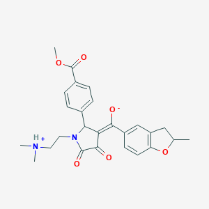 molecular formula C26H28N2O6 B264089 (E)-{1-[2-(dimethylammonio)ethyl]-2-[4-(methoxycarbonyl)phenyl]-4,5-dioxopyrrolidin-3-ylidene}(2-methyl-2,3-dihydro-1-benzofuran-5-yl)methanolate 