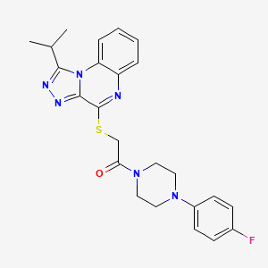 molecular formula C24H25FN6OS B2640896 1-(4-(4-Fluorophenyl)piperazin-1-yl)-2-((1-isopropyl-[1,2,4]triazolo[4,3-a]quinoxalin-4-yl)thio)ethanone CAS No. 1357718-96-7