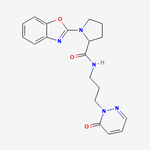 molecular formula C19H21N5O3 B2640904 1-(1,3-苯并恶唑-2-基)-N-[3-(6-氧代-1,6-二氢哒嗪-1-基)丙基]吡咯烷-2-甲酰胺 CAS No. 2097865-61-5
