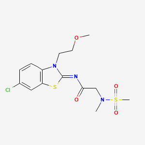 molecular formula C14H18ClN3O4S2 B2640907 (E)-N-(6-chloro-3-(2-methoxyethyl)benzo[d]thiazol-2(3H)-ylidene)-2-(N-methylmethylsulfonamido)acetamide CAS No. 1173344-49-4