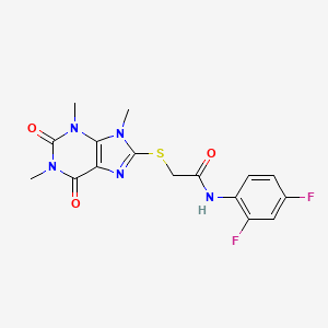 molecular formula C16H15F2N5O3S B2640908 N-(2,4-difluorophenyl)-2-(1,3,9-trimethyl-2,6-dioxopurin-8-yl)sulfanylacetamide CAS No. 897454-01-2