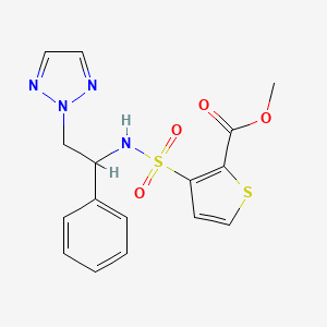 molecular formula C16H16N4O4S2 B2640920 methyl 3-(N-(1-phenyl-2-(2H-1,2,3-triazol-2-yl)ethyl)sulfamoyl)thiophene-2-carboxylate CAS No. 2034254-07-2