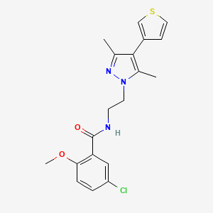 molecular formula C19H20ClN3O2S B2640928 5-chloro-N-(2-(3,5-dimethyl-4-(thiophen-3-yl)-1H-pyrazol-1-yl)ethyl)-2-methoxybenzamide CAS No. 2034555-52-5