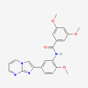 molecular formula C22H20N4O4 B2640943 N-(5-imidazo[1,2-a]pyrimidin-2-yl-2-methoxyphenyl)-3,5-dimethoxybenzamide CAS No. 862810-76-2