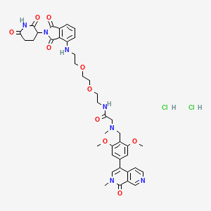 molecular formula C40H47Cl2N7O10 B2640953 2-[[[4-(1,2-Dihydro-2-methyl-1-oxo-2,7-naphthyridin-4-yl)-2-6-dimethoxyphenyl]methyl]methylamino]-N-[2-[2-[2-[[2-(2,6-dioxo-3-piperidinyl)-2,3-dihydro-1,3-dioxo-1H-isoindol-4-yl]amino]ethoxy]ethoxy]ethyl]acetamide dihydrochloride CAS No. 2341840-98-8