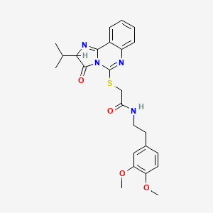 molecular formula C25H28N4O4S B2640957 N-[2-(3,4-dimethoxyphenyl)ethyl]-2-[(2-isopropyl-3-oxo-2,3-dihydroimidazo[1,2-c]quinazolin-5-yl)thio]acetamide CAS No. 957939-32-1