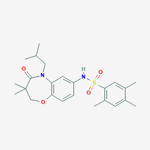 molecular formula C24H32N2O4S B2640974 N-(5-isobutyl-3,3-dimethyl-4-oxo-2,3,4,5-tetrahydrobenzo[b][1,4]oxazepin-7-yl)-2,4,5-trimethylbenzenesulfonamide CAS No. 922003-99-4