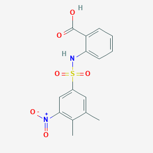 molecular formula C15H14N2O6S B2640982 2-(3,4-Dimethyl-5-nitro-benzenesulfonylamino)-benzoic acid CAS No. 380569-47-1