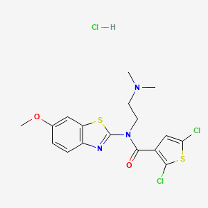 molecular formula C17H18Cl3N3O2S2 B2640983 2,5-dichloro-N-(2-(dimethylamino)ethyl)-N-(6-methoxybenzo[d]thiazol-2-yl)thiophene-3-carboxamide hydrochloride CAS No. 1216746-37-0