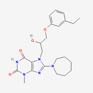 molecular formula C23H31N5O4 B2641001 8-(氮杂环-1-基)-7-(3-(3-乙基苯氧基)-2-羟基丙基)-3-甲基-1H-嘌呤-2,6(3H,7H)-二酮 CAS No. 919017-98-4