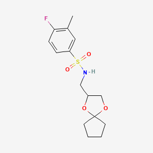N-(1,4-dioxaspiro[4.4]nonan-2-ylmethyl)-4-fluoro-3-methylbenzenesulfonamide