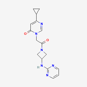 molecular formula C16H18N6O2 B2641036 6-cyclopropyl-3-(2-oxo-2-(3-(pyrimidin-2-ylamino)azetidin-1-yl)ethyl)pyrimidin-4(3H)-one CAS No. 2034607-34-4