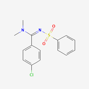 molecular formula C15H15ClN2O2S B2641037 (E)-4-chloro-N,N-dimethyl-N'-(phenylsulfonyl)benzimidamide CAS No. 17260-31-0