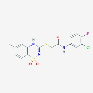 N-(3-chloro-4-fluorophenyl)-2-((6-methyl-1,1-dioxido-4H-benzo[e][1,2,4]thiadiazin-3-yl)thio)acetamide