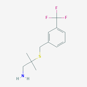 molecular formula C12H16F3NS B2641044 2-甲基-2-{[3-(三氟甲基)苄基]硫代}-1-丙胺 CAS No. 338962-67-7