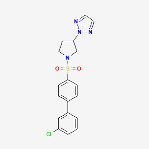 molecular formula C18H17ClN4O2S B2641048 2-(1-((3'-chloro-[1,1'-biphenyl]-4-yl)sulfonyl)pyrrolidin-3-yl)-2H-1,2,3-triazole CAS No. 2034270-14-7