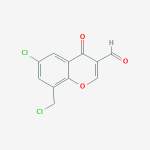 molecular formula C11H6Cl2O3 B2641052 6-氯-8-(氯甲基)-4-氧代-4H-色烯-3-甲醛 CAS No. 726152-47-2