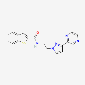 molecular formula C18H15N5OS B2641054 N-(2-(3-(pyrazin-2-yl)-1H-pyrazol-1-yl)ethyl)benzo[b]thiophene-2-carboxamide CAS No. 2034504-45-3